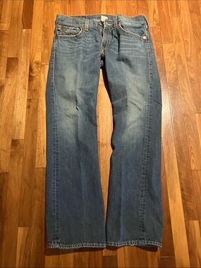 True Religion Men’s Straight Cut Jeans in Medium Blue